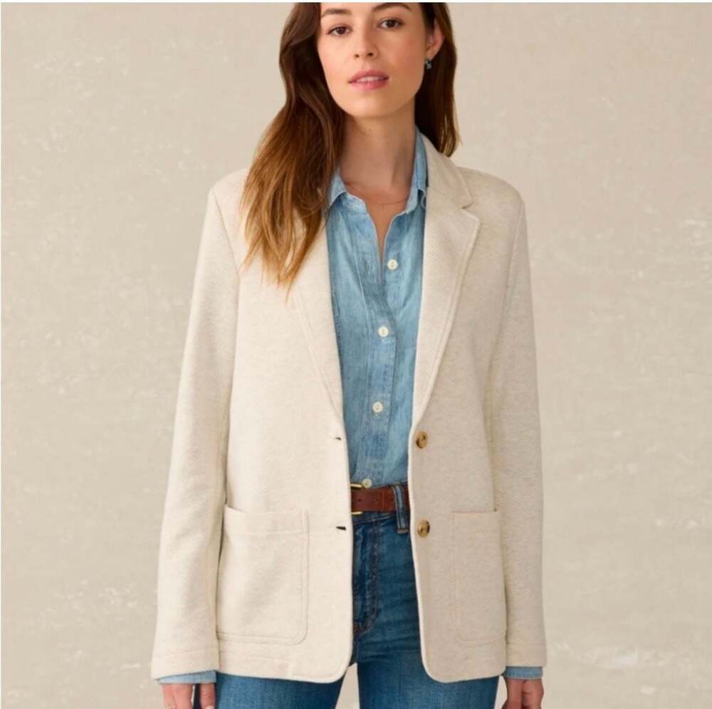 Faherty Women's Inlet Knit Blazer in Oatmeal Heather